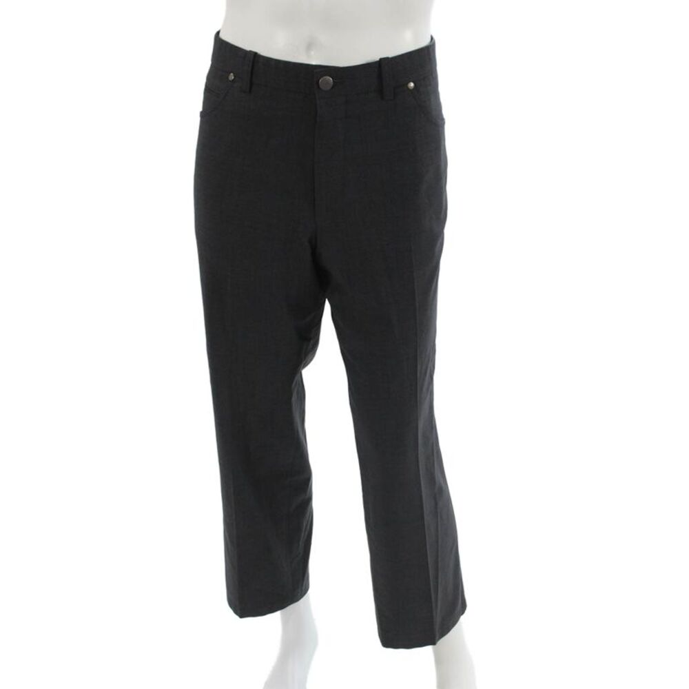 Riviera Mens Dress Pants Dark Gray Wool Blend Button Size 36